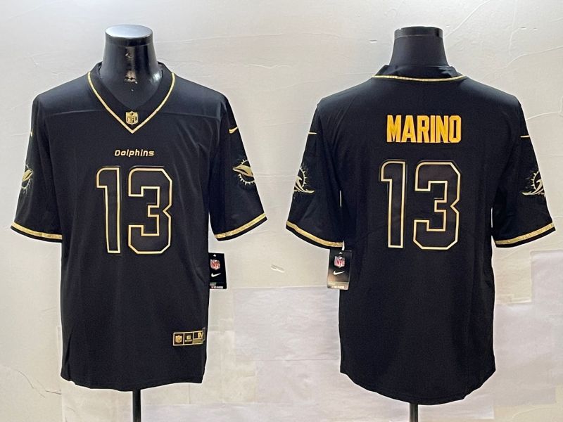 Men Miami Dolphins #13 Marino Black Gold Throwback 2024 Nike Limited NFL Jersey style 1->philadelphia eagles->NFL Jersey